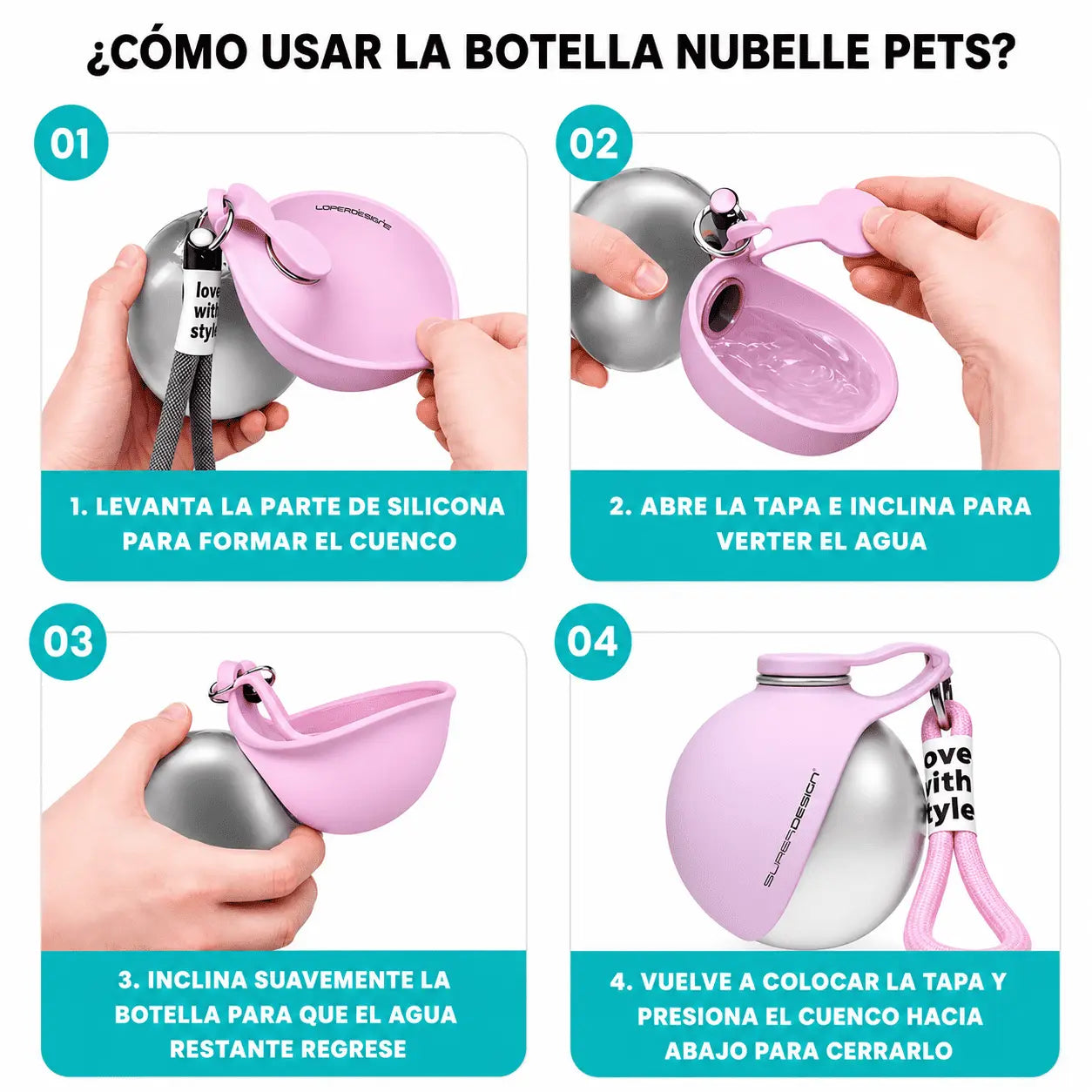 NubeHydro™ - Botella 2-en-1 con Cuenco Plegable para Perros