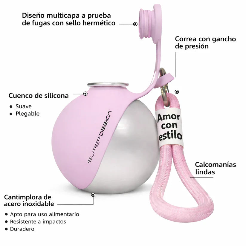 NubeHydro™ - Botella 2-en-1 con Cuenco Plegable para Perros