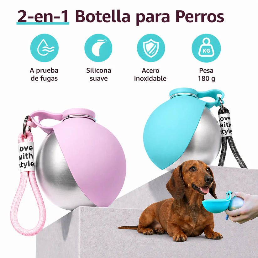 NubeHydro™ - Botella 2-en-1 con Cuenco Plegable para Perros